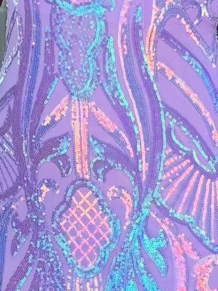Lavender One Shoulder Iridescent Sequin Mermaid Prom Dress