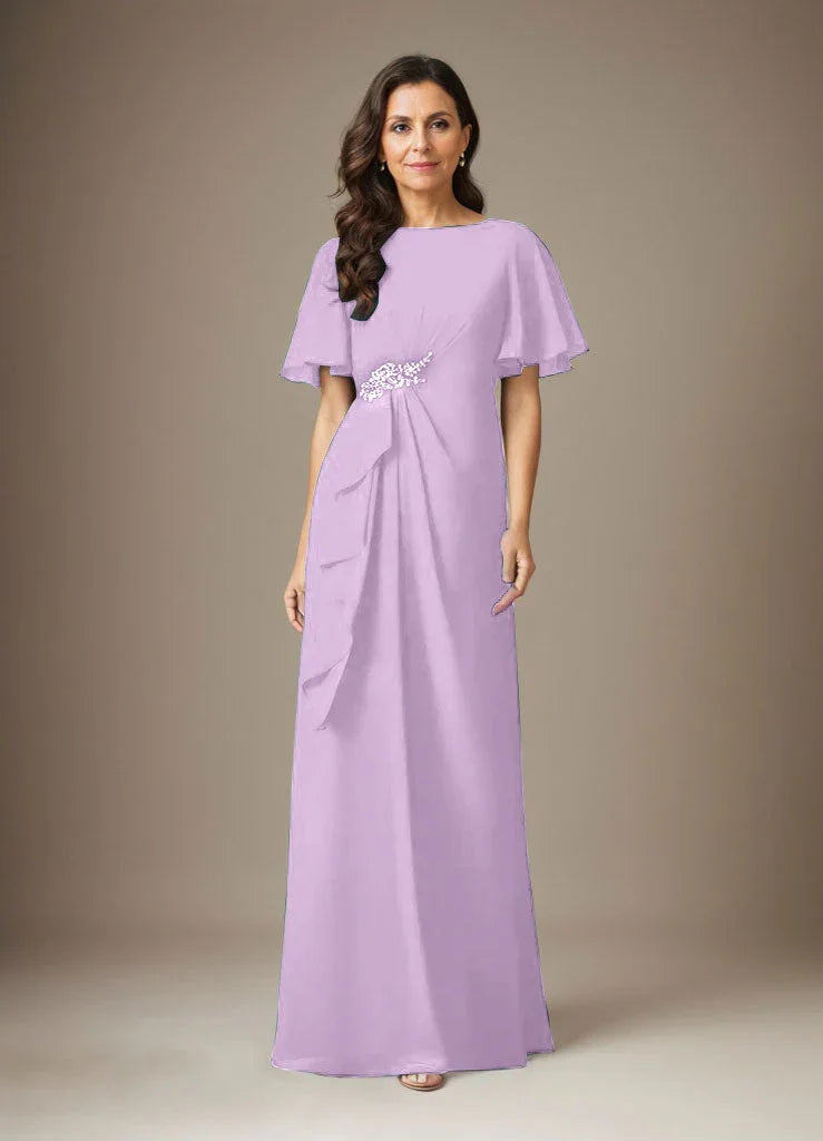 فستان شيفون ضيق مزين بالخرز بلون كحلي داكن