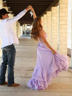 Light Blue A Line Strapless Applique Corset Prom Dress Ruffle Skirt