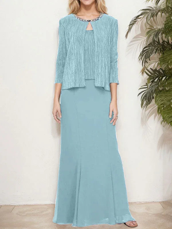 فستان مزيّف معدني من قطعتين مع سترة