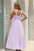 Vestido de Dama de Honra Halter em Chiffon para Mulher, Modelo A-Line, Longo, Formal, para Baile de Finalistas SEA28015