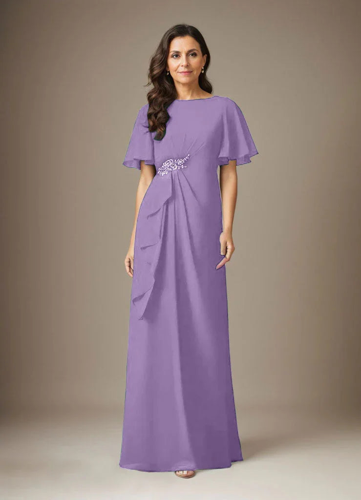 فستان شيفون ضيق مزين بالخرز بلون كحلي داكن