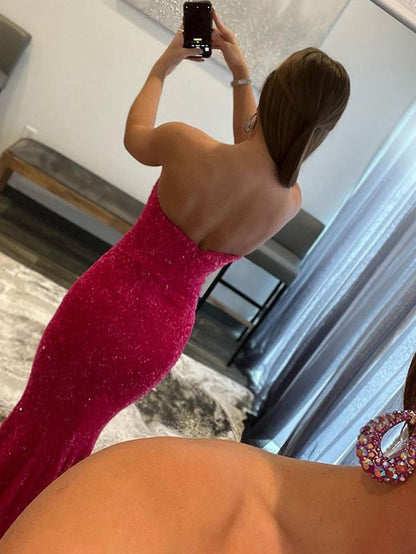 MERMAID SWEETHEART NECK SEQUINS PROM DRESS