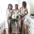 New Arrival Soft Satin Special Long Bridesmaid Dresses with Side Slit