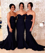 Simple Black Mermaid Long Cheap Bridesmaid Dresses Online