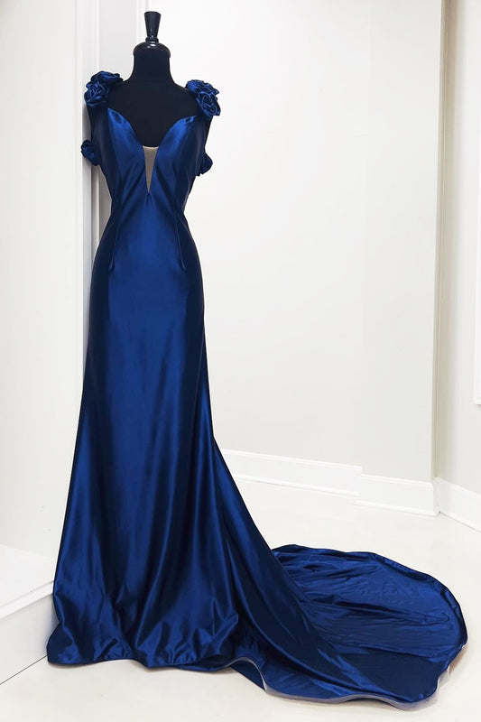 Plunge V Backless Mermaid Long Gown