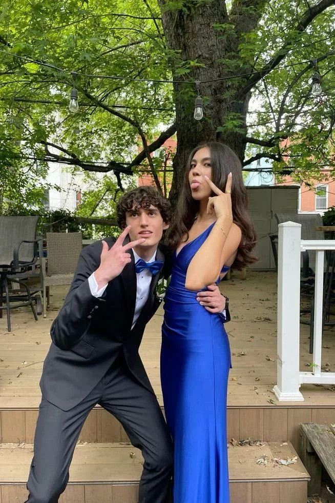 Vestido Formal Comprido Mulher Verde-azulado com Alças Cruzadas nas Costas, Cetim, Sem Mangas, Vestido de Noite Y2928