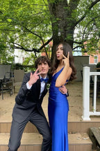 Vestido Formal Comprido Mulher Verde-azulado com Alças Cruzadas nas Costas, Cetim, Sem Mangas, Vestido de Noite Y2928