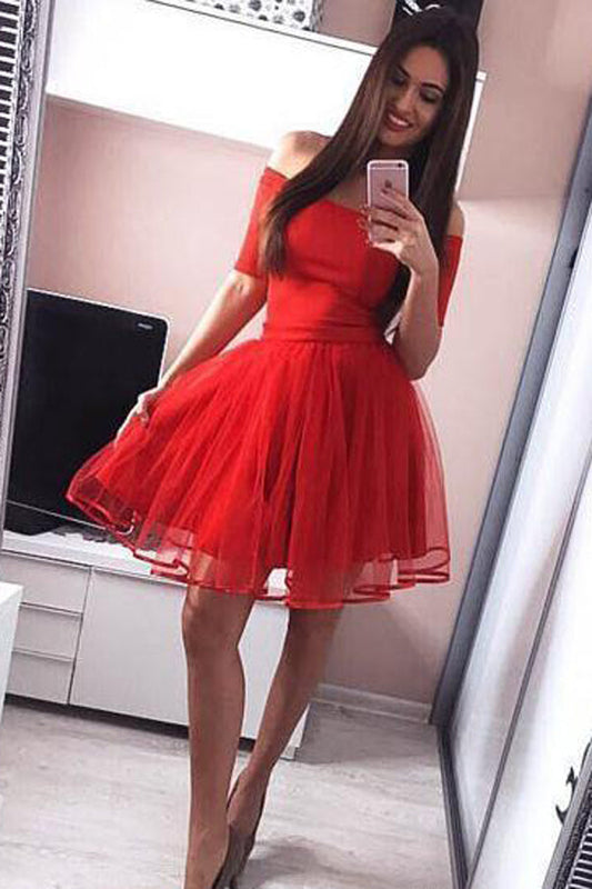 Schulterfreies schwarzes A-Linien-Heimkehrkleid, schickes kleines Schwarzes