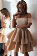 Chic A-line Off-the-shoulder Short/Mini Prom Dresses Cocktail Dresses