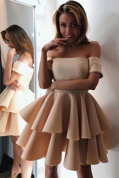 Schicke A-Linie Off-the-Shoulder Kurz/Mini Ballkleider Cocktailkleider