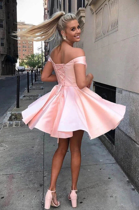 Einfache schulterfreie Homecoming-Kleider Günstiges Homecoming-Kleid mit Schnürung