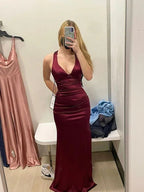 Vestido Formal Comprido Mulher Verde-azulado com Alças Cruzadas nas Costas, Cetim, Sem Mangas, Vestido de Noite Y2928