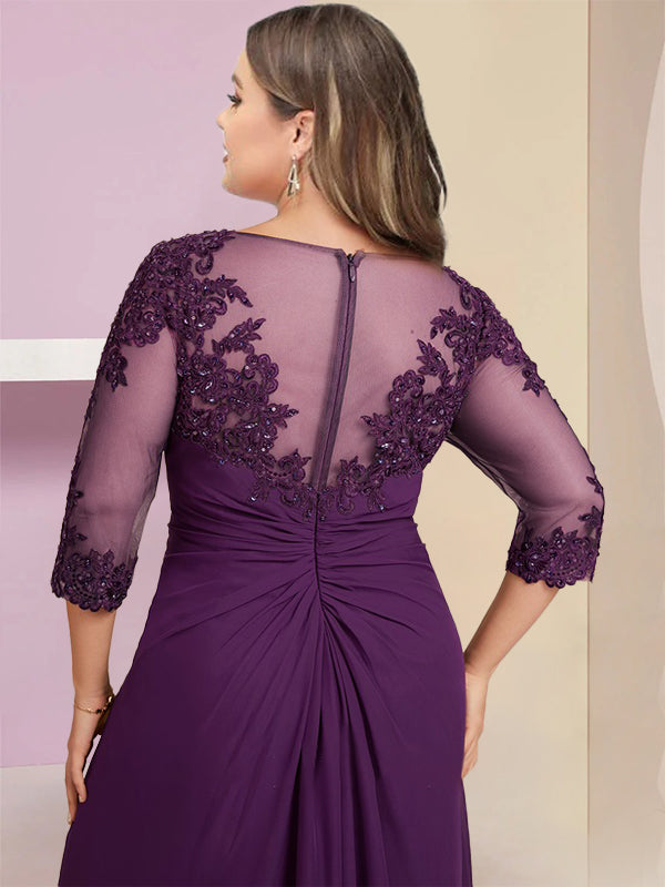 Plus Size Mother Of The Bride Sheath Dress Sequins And Applique