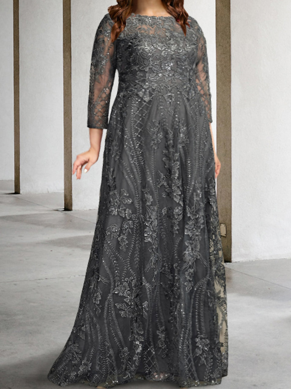 Long Sleeve A Line Mother Of The Bride Dress With Applique