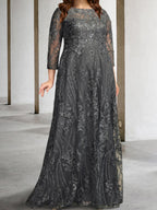 Long Sleeve A Line Mother Of The Bride Dress With Applique