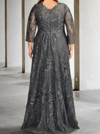Long Sleeve A Line Mother Of The Bride Dress With Applique
