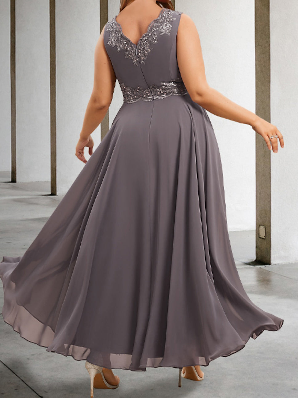 Mother Of The Bride A Line Dress With Applique And Sequins