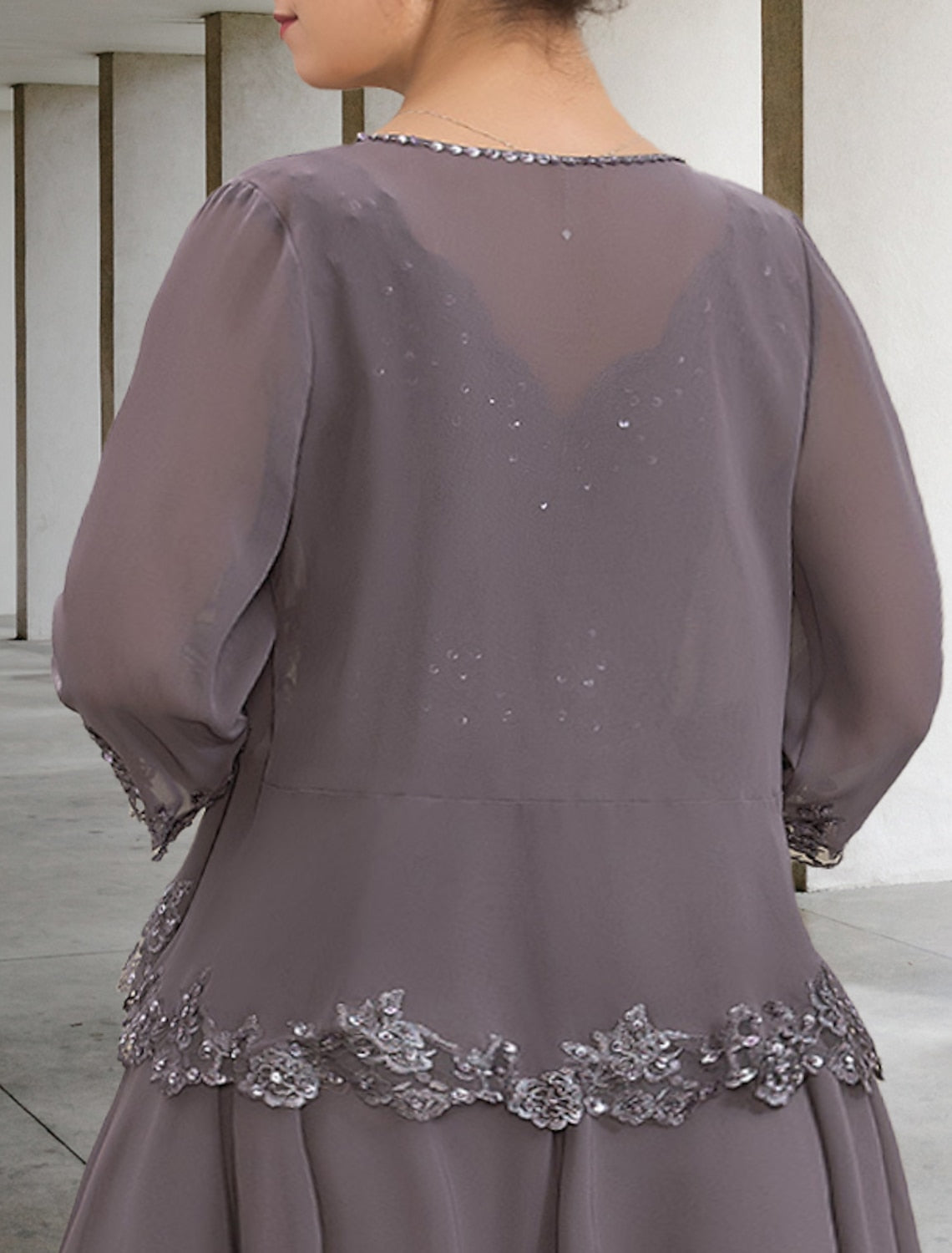 Mother Of The Bride A Line Dress With Applique And Sequins