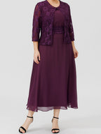 Robe de mariée pour la mère de la mariée, style princesse/A‑ligne, avec applications et veste