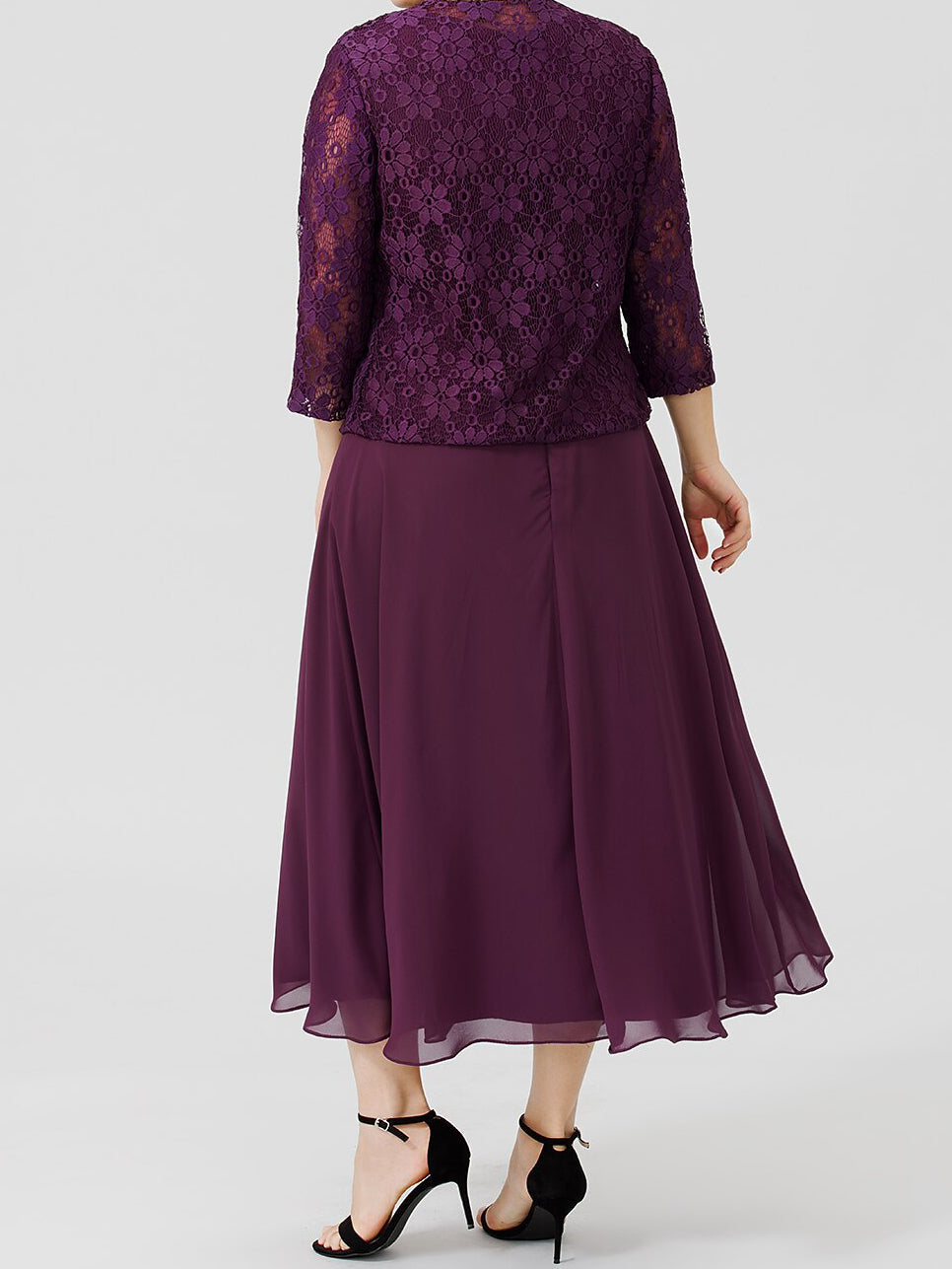 A-Linie/Princess-Kleid für die Brautmutter mit Applikationen und Jacke 