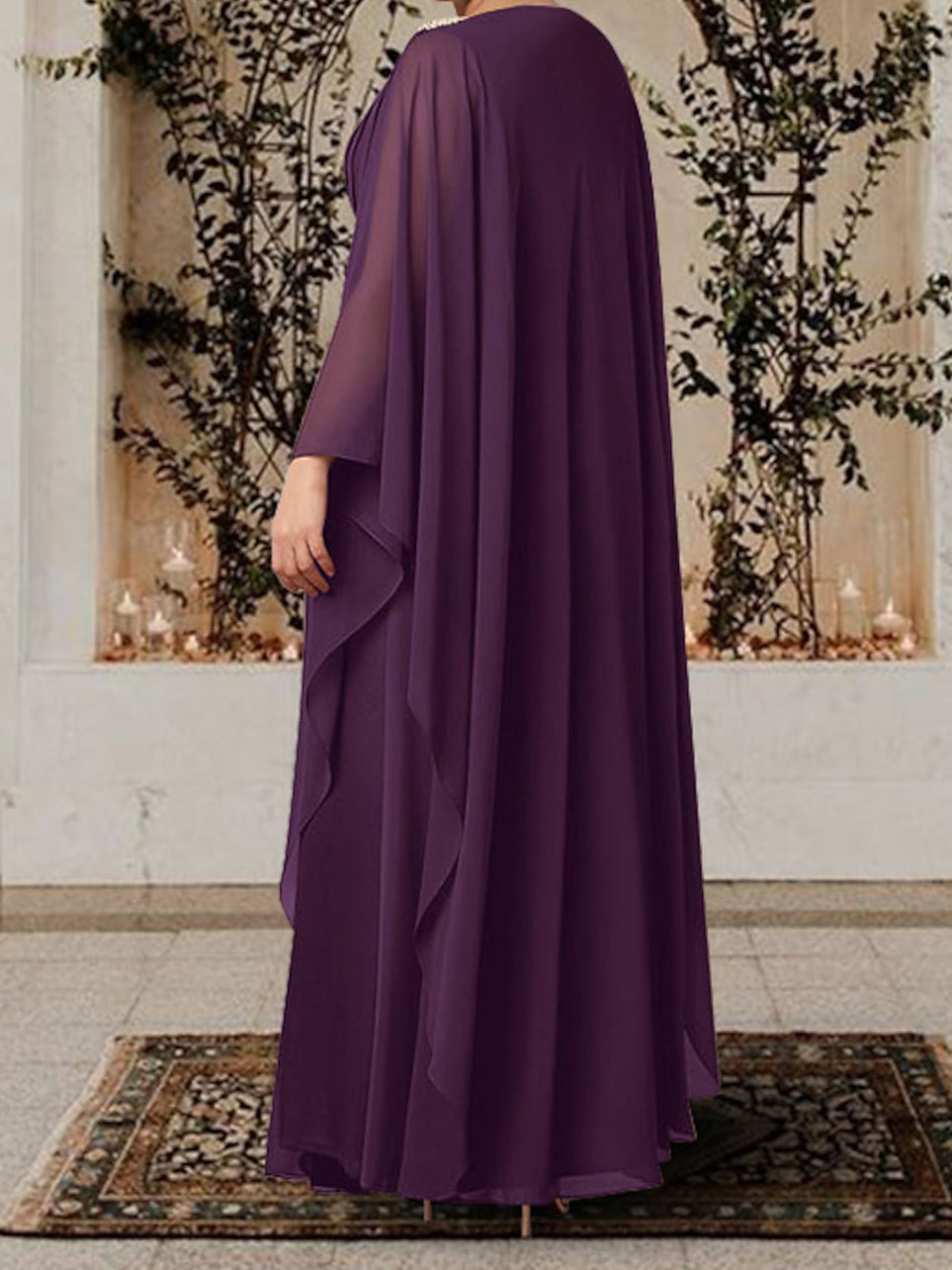 V Neck A Line Princess Mother Of The Bride Dress With Rhinestones