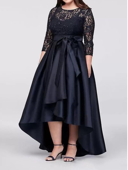 A-Linie/Princess-Kleid für die Brautmutter mit Applikationen und Gürtel 