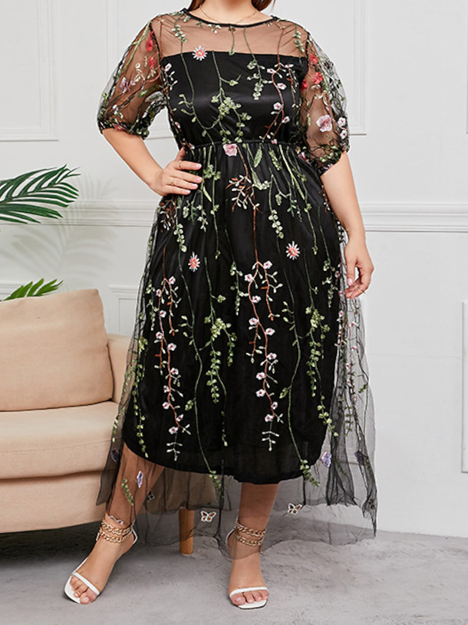 Mother Of The Bride A Line Princess Dress With Tulle Embroidery