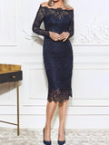 Off The Shoulder Applique Mother Of The Bride Sheath And Column Dresses