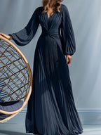 V-Neck A-Line Princess Gown for the Mother of the Bride with Ruched Detail
