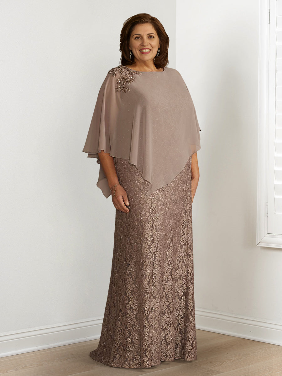 A-Linie/Prinzessin-Kleider für die Brautmutter mit Applikationen und Überwürfen 