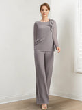 Beaded And Ruffled Chiffon Pantsuits For Mother Of The Bride