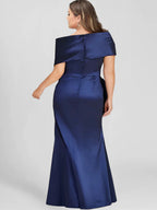 Off Shoulder Plus Size Floor Length Sheath Mother Of The Bride Dress