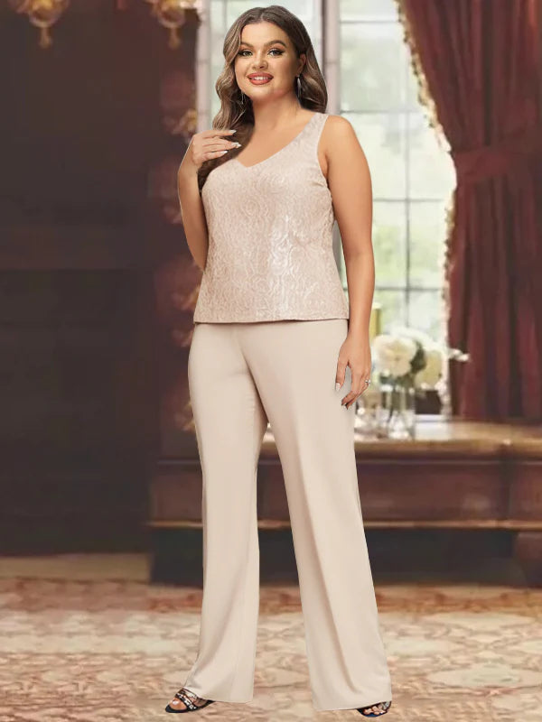 Plus Size Chiffon Pantsuits With Jacket For Mother Of The Bride