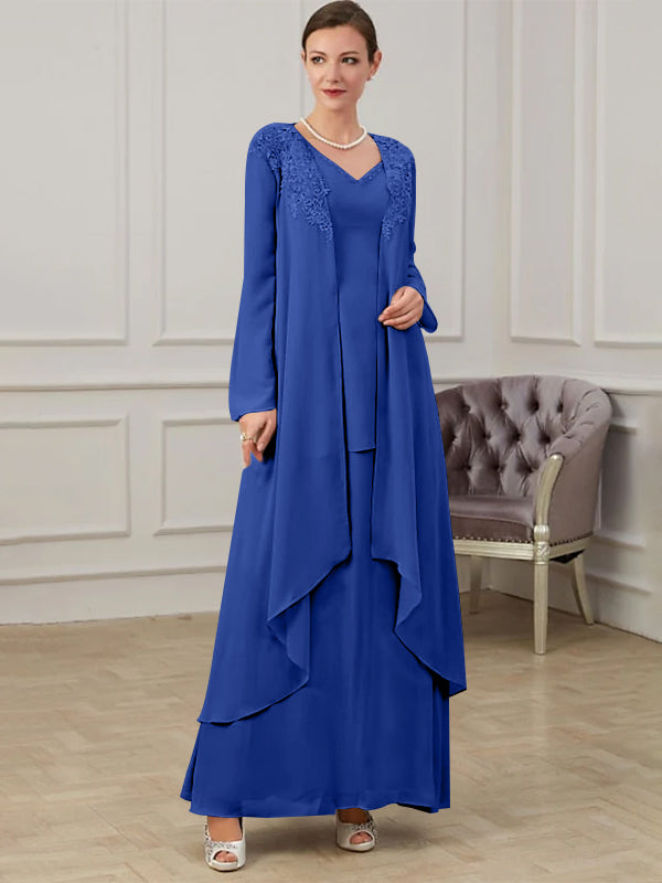 Floor Length V Neck A Line Princess Gown For Mother Of The Bride