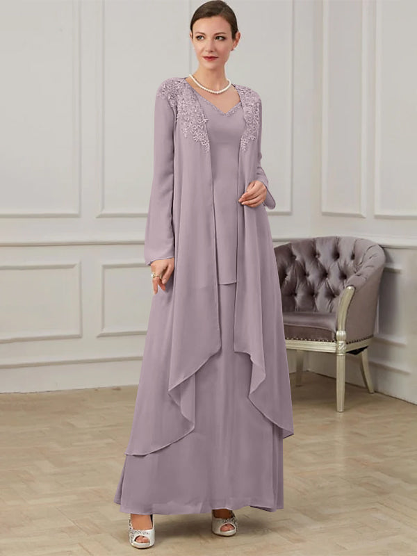 Floor Length V Neck A Line Princess Gown For Mother Of The Bride