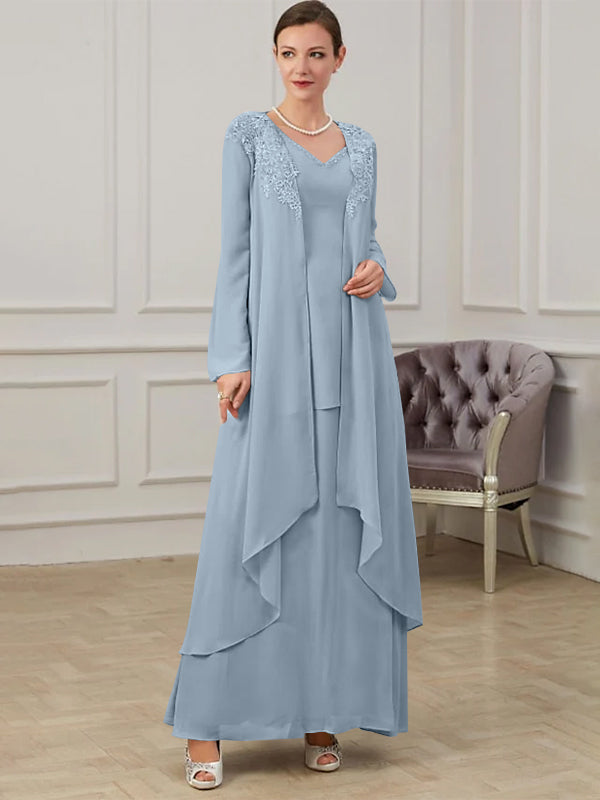 Floor Length V Neck A Line Princess Gown For Mother Of The Bride