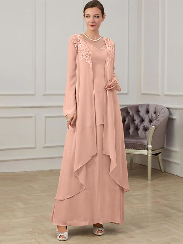Floor Length V Neck A Line Princess Gown For Mother Of The Bride