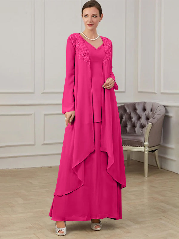 Floor Length V Neck A Line Princess Gown For Mother Of The Bride
