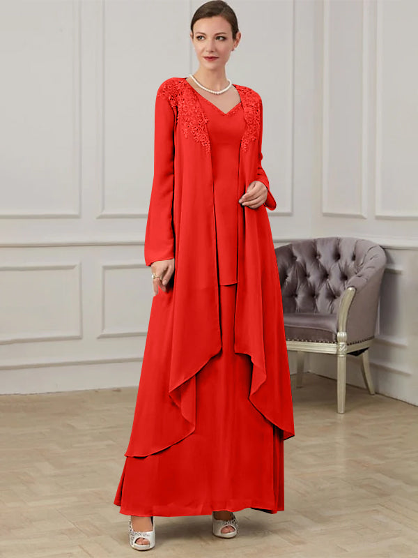 Floor Length V Neck A Line Princess Gown For Mother Of The Bride
