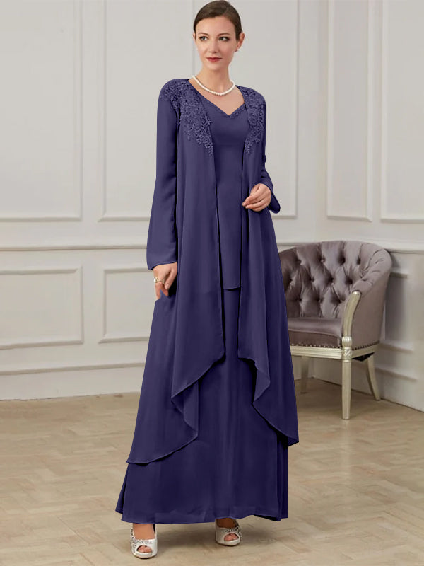 Floor Length V Neck A Line Princess Gown For Mother Of The Bride