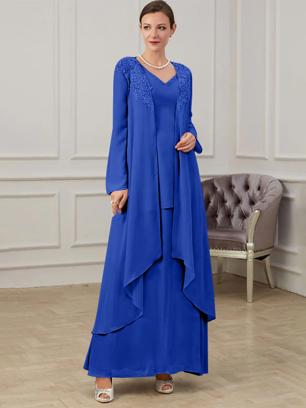 Floor Length V Neck A Line Princess Gown For Mother Of The Bride