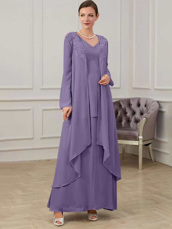 Floor Length V Neck A Line Princess Gown For Mother Of The Bride