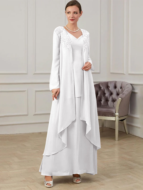 Floor Length V Neck A Line Princess Gown For Mother Of The Bride