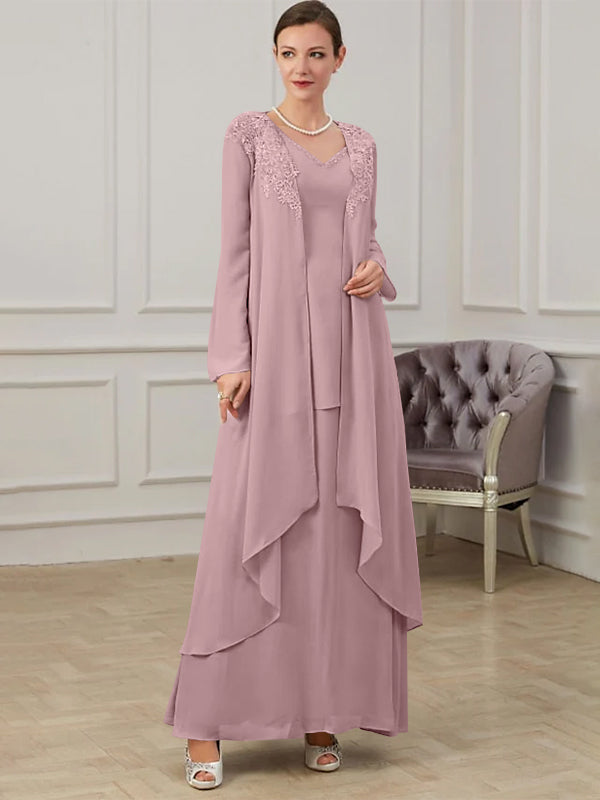 Floor Length V Neck A Line Princess Gown For Mother Of The Bride