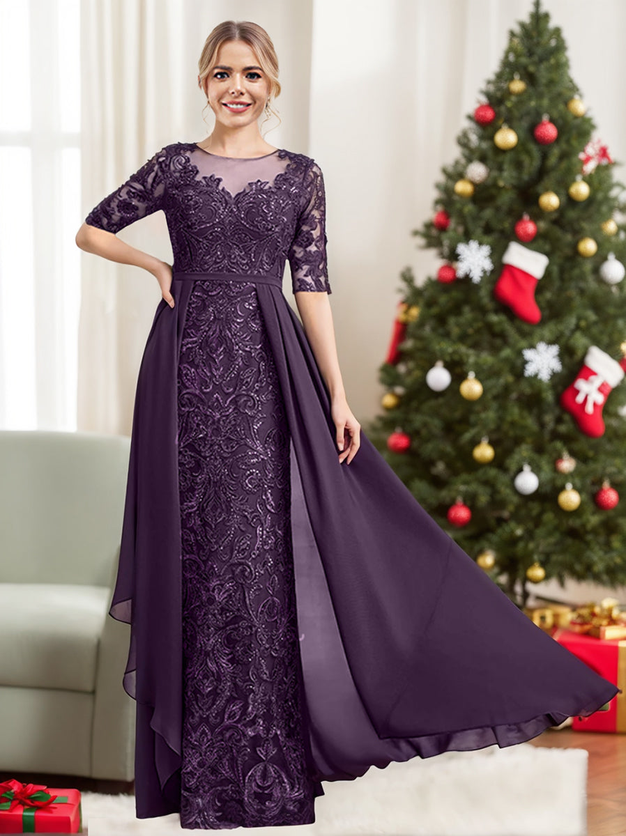 Floor Length Mother of the Bride Dress A Line Scoop Neckline
