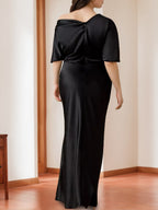 Elegant Plus Size Mother Of The Bride One Shoulder Sheath Dress Half Sleeves