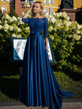 Mother Of The Bride Satin A Line Princess Dress With Lace Belt