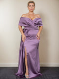 Plus Size Off Shoulder Mother Of The Bride Trumpet Mermaid Dress With Side Split