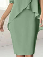 Knee Length Beaded Sheath Dress With Ruching For The Mother Of The Bride